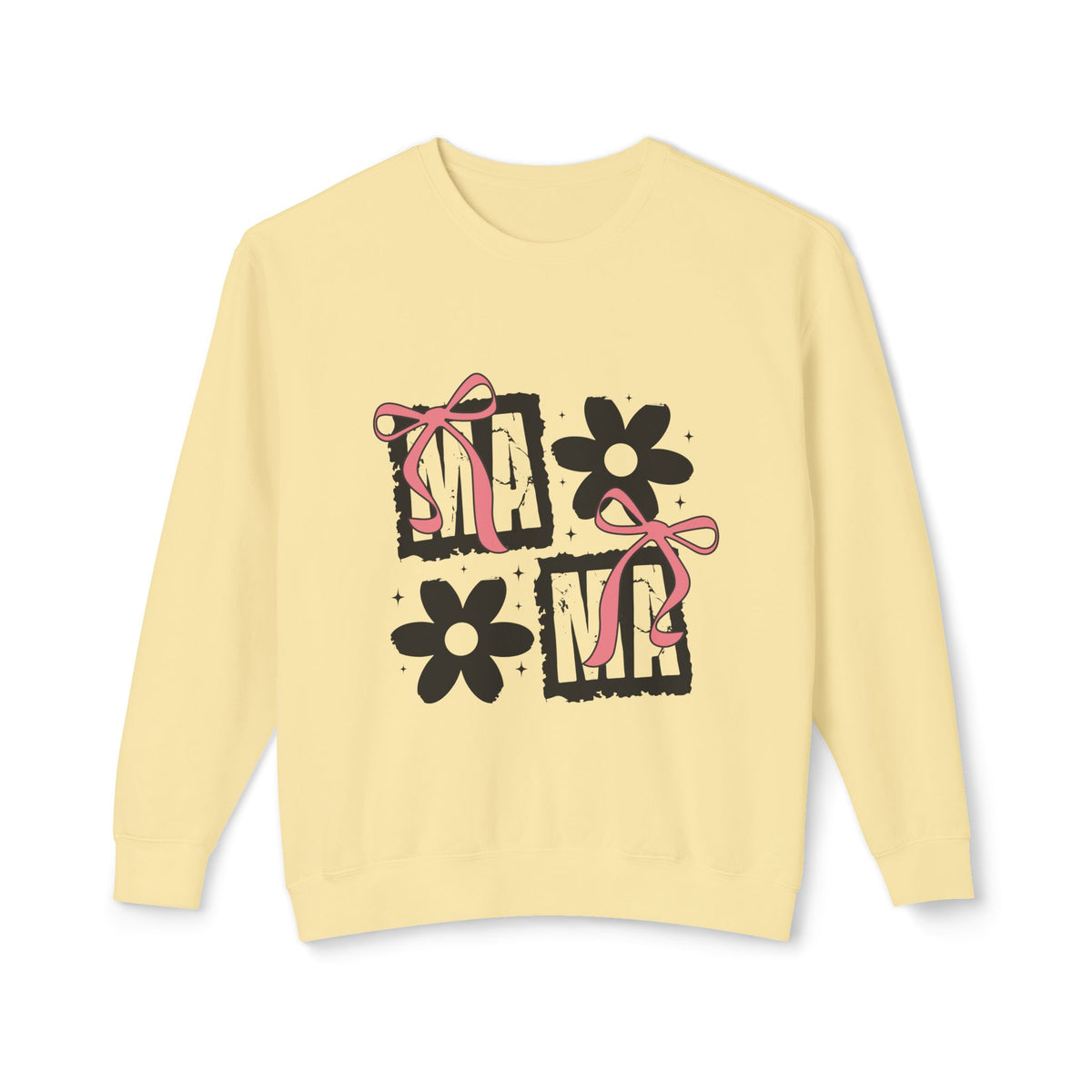 Mama Floral Crewneck Sweatshirt — Pink Bow & Flower Mom Design