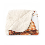 Autumn Pumpkin Sherpa Blanket — Cozy Fall Throw with Plaid & Bow Pumpkins