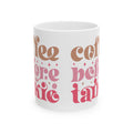 Coffee Before Talkie Ceramic Mug — Retro Pink & Brown Coffee Quote (11oz, 15oz)