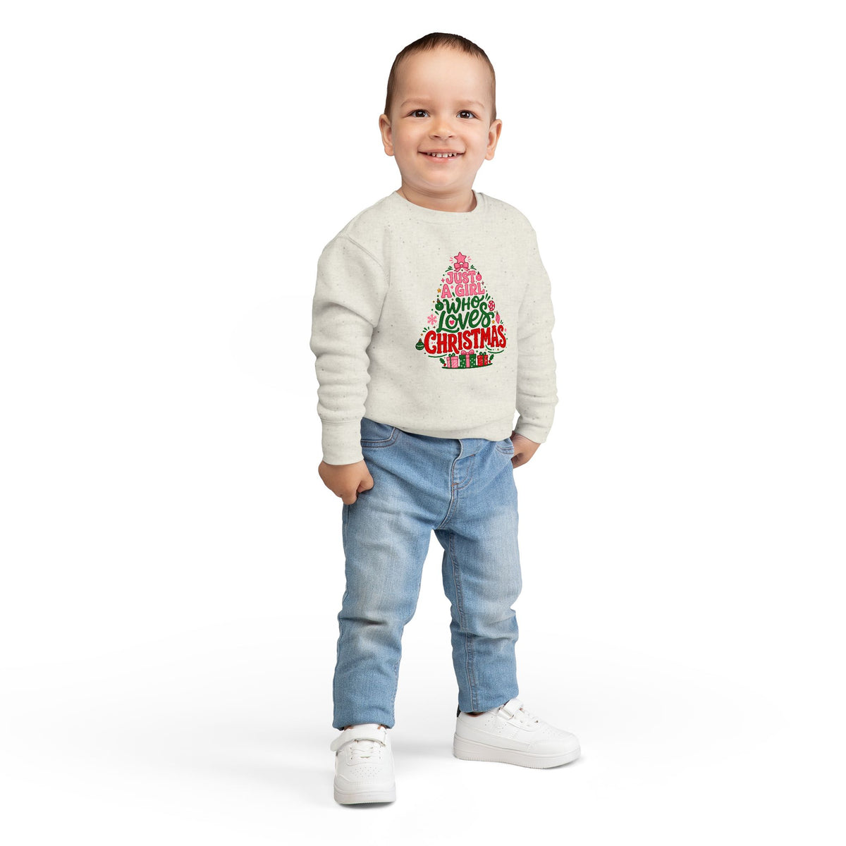Toddler Sweatshirt — "Just a Girl Who Loves Christmas" Holiday Sweatshirt
