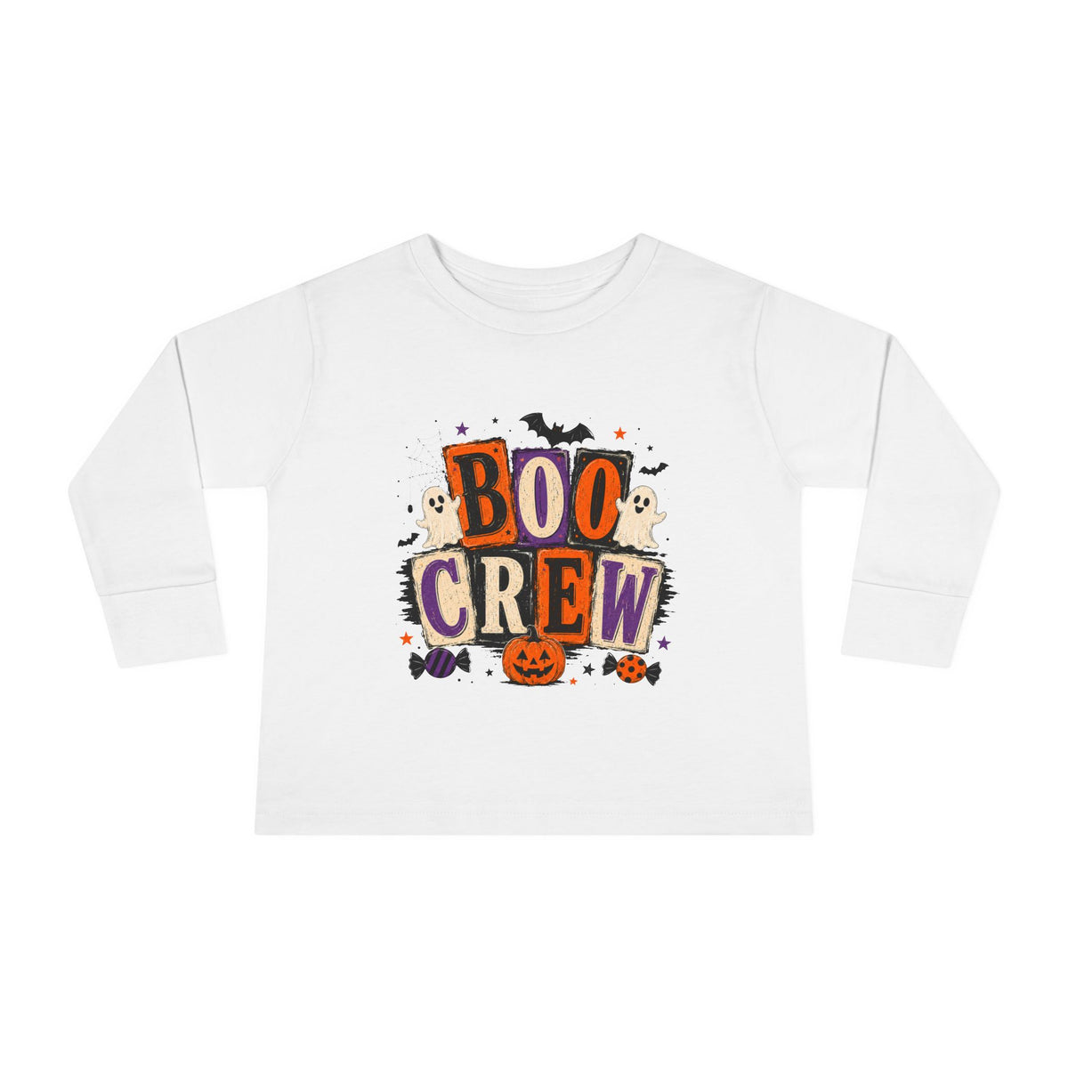 Boo Crew Toddler Long Sleeve Tee — Cute Halloween Pumpkin & Ghosts
