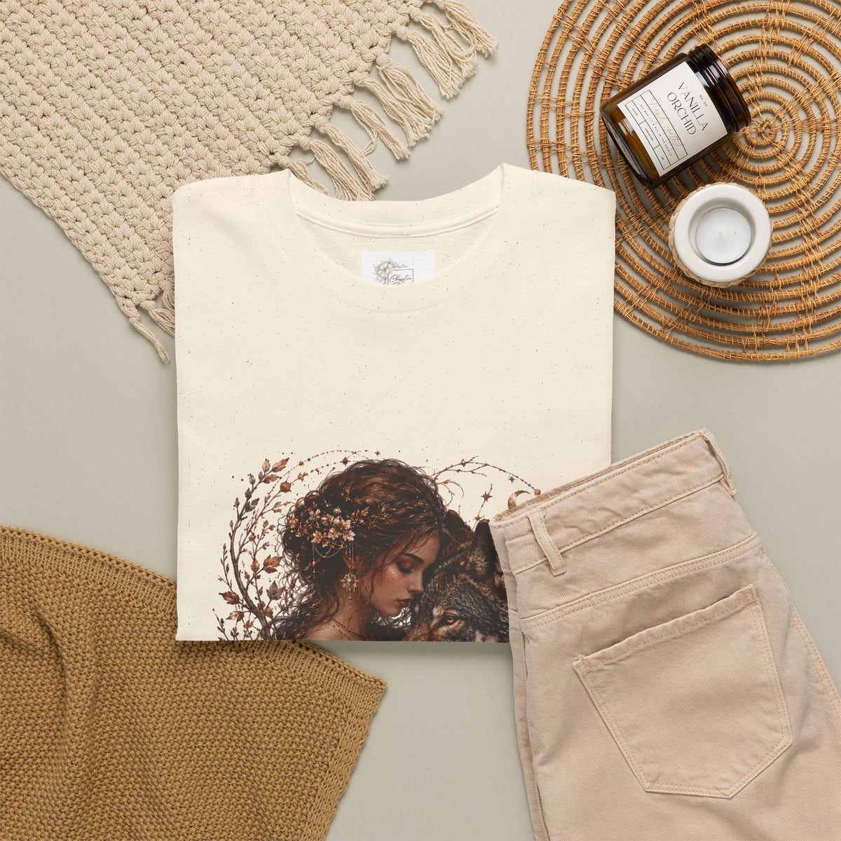 Vintage Woodland Goddess T-Shirt — Woman with Fox Graphic Tee