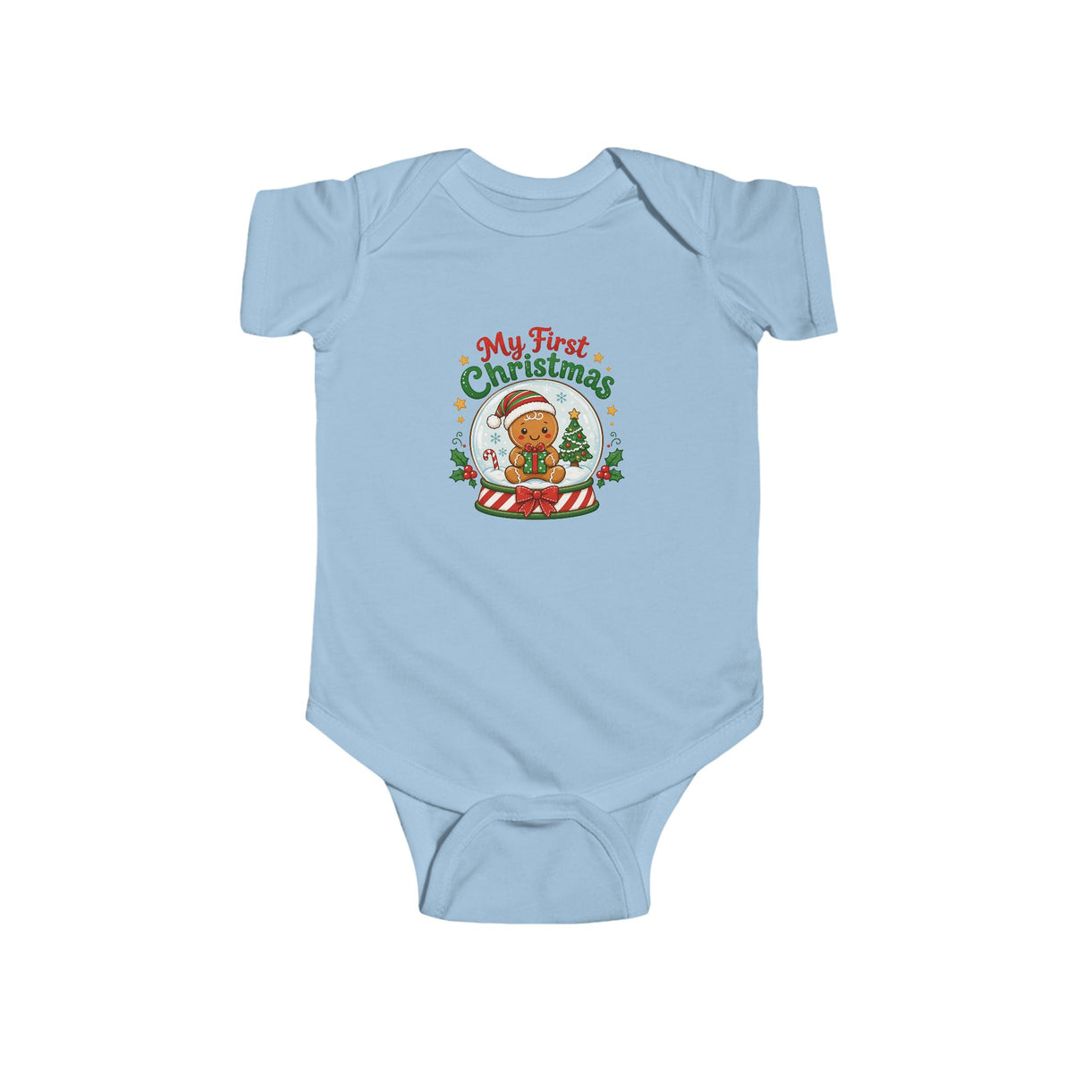 My First Christmas Baby Bodysuit – Gingerbread Snow Globe Infant Onesie