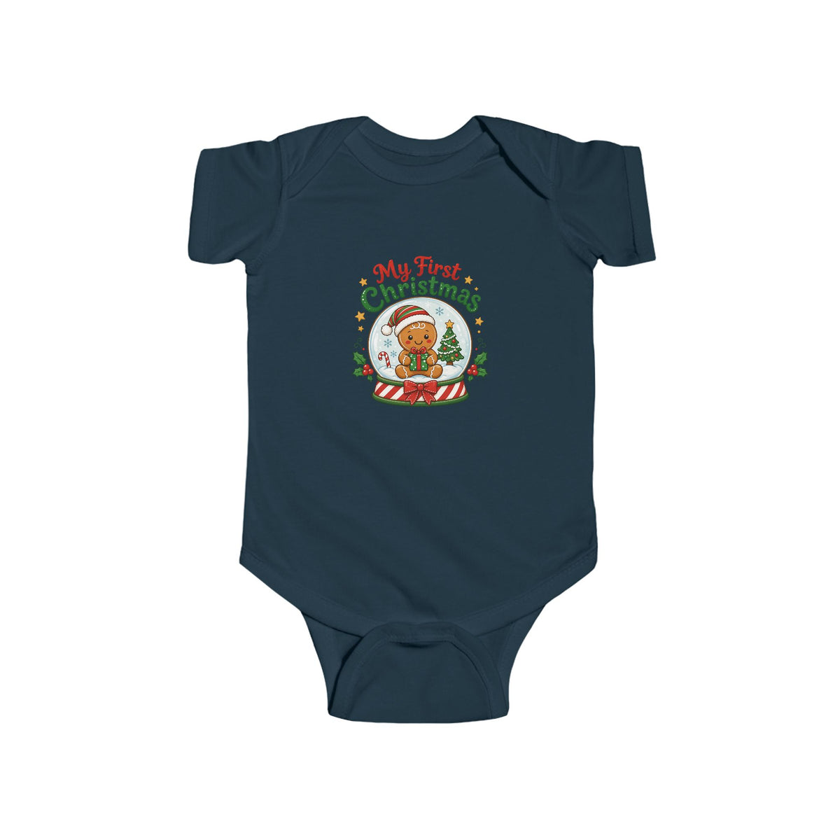 My First Christmas Baby Bodysuit – Gingerbread Snow Globe Infant Onesie