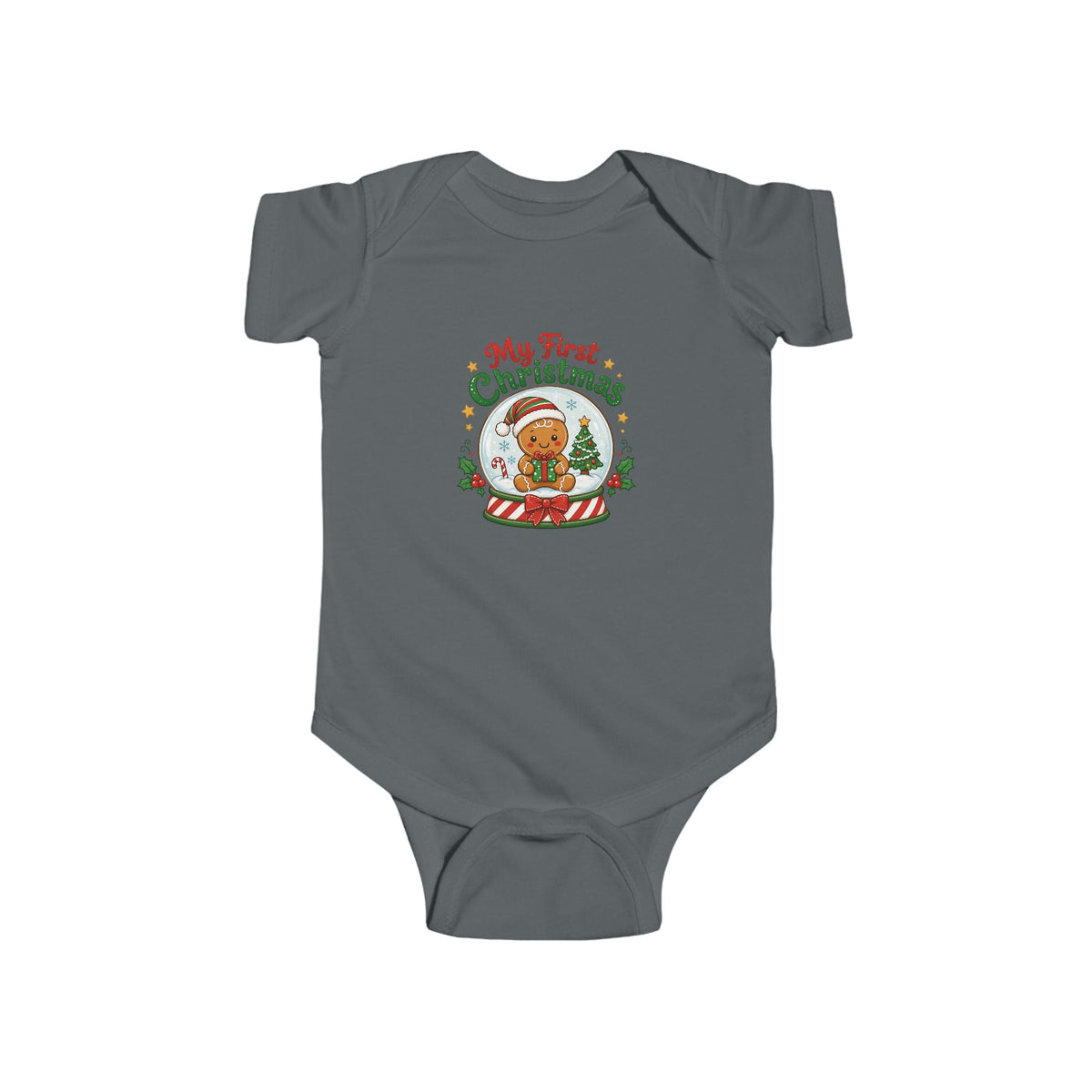 My First Christmas Baby Bodysuit – Gingerbread Snow Globe Infant Onesie