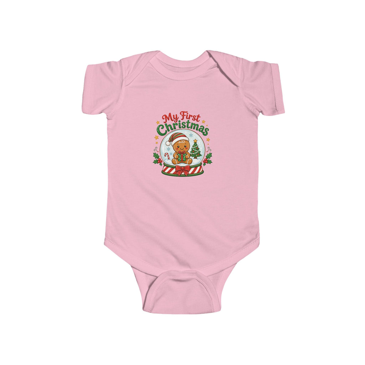 My First Christmas Baby Bodysuit – Gingerbread Snow Globe Infant Onesie