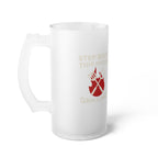 Frosted Beer Mug — "Step Back This Dad Is Grilling" BBQ Glass Stein