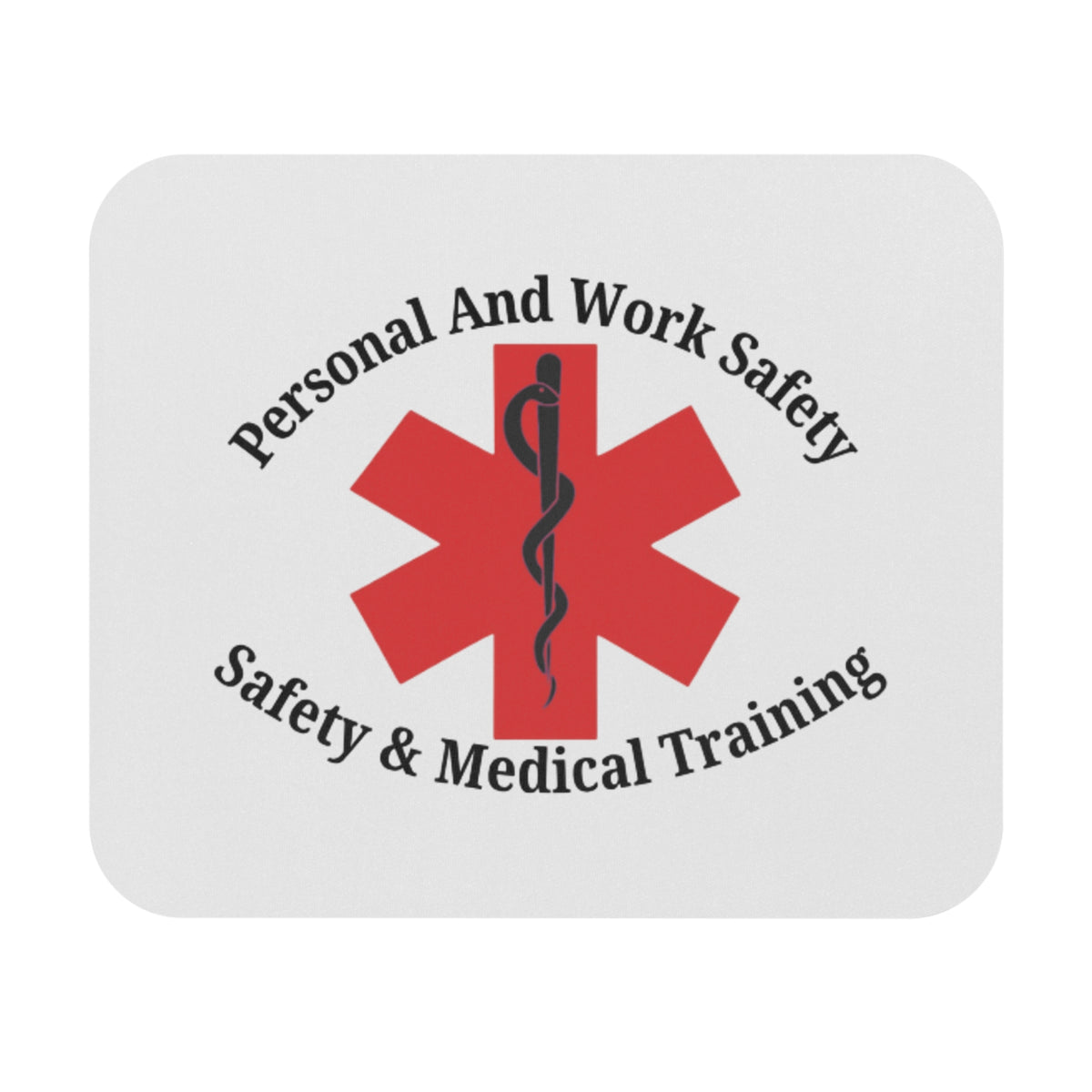 Personal and Work Safety Medical Training Mouse Pad — Safety & Medical Logo