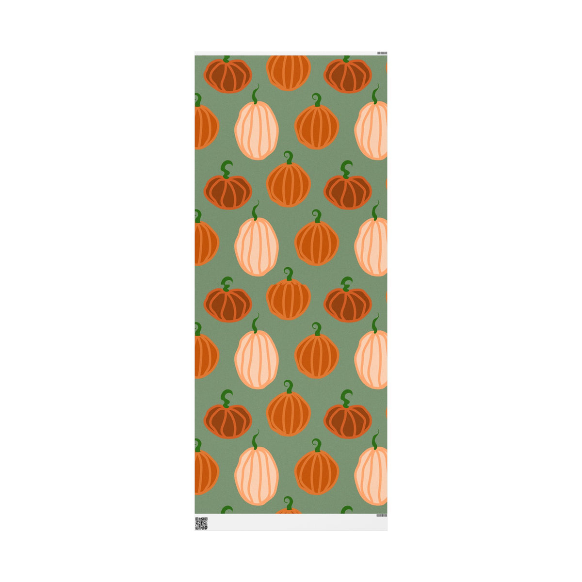 Pumpkin Pattern Wrapping Paper — Autumn Green Gift Wrap for Fall, Halloween & Thanksgiving