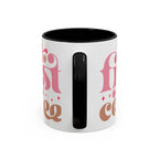 Retro Pink & Brown "Must First Coffee" Accent Coffee Mug (11/15oz)