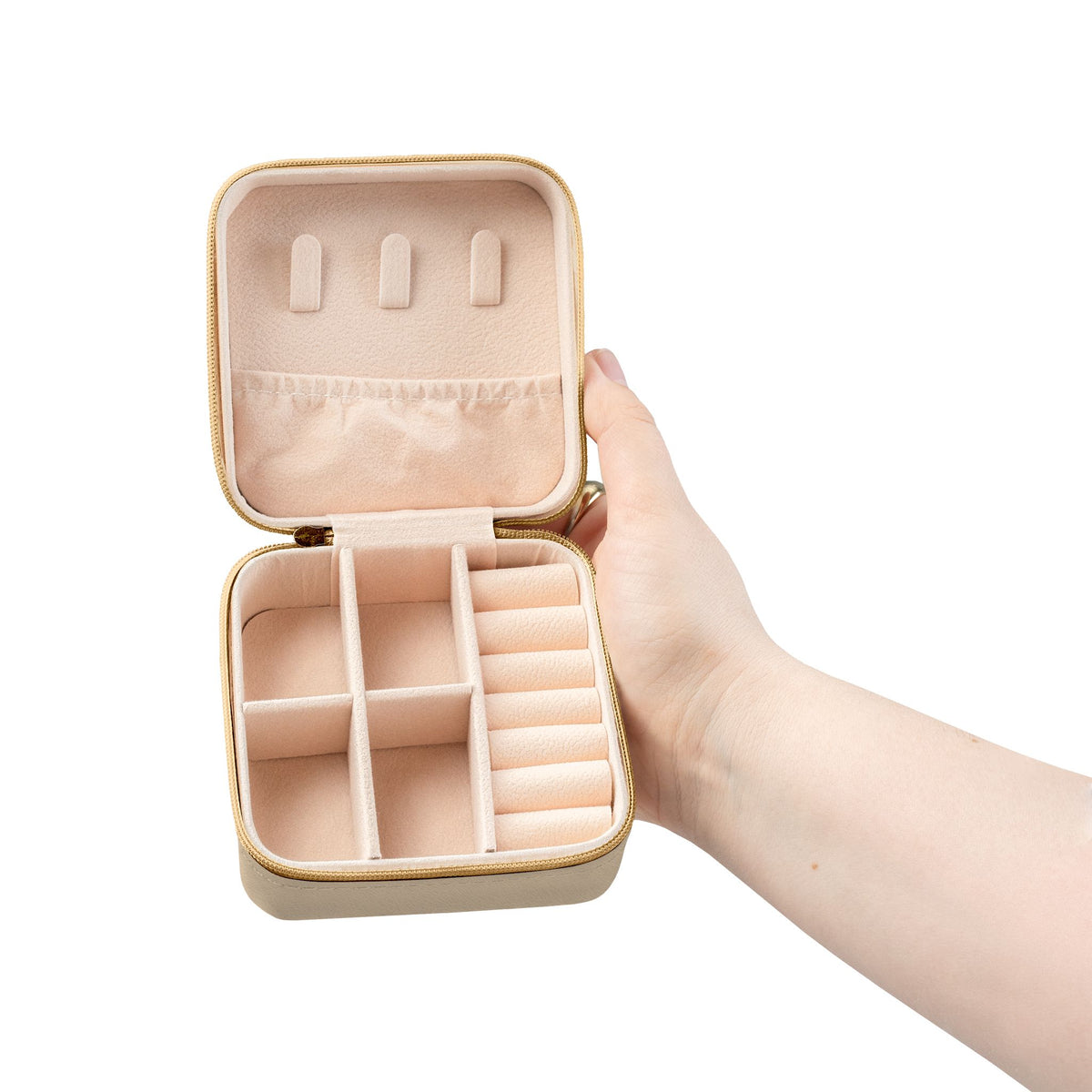 Compact Pink Jewelry Travel Case — Gift Box & Flower Design