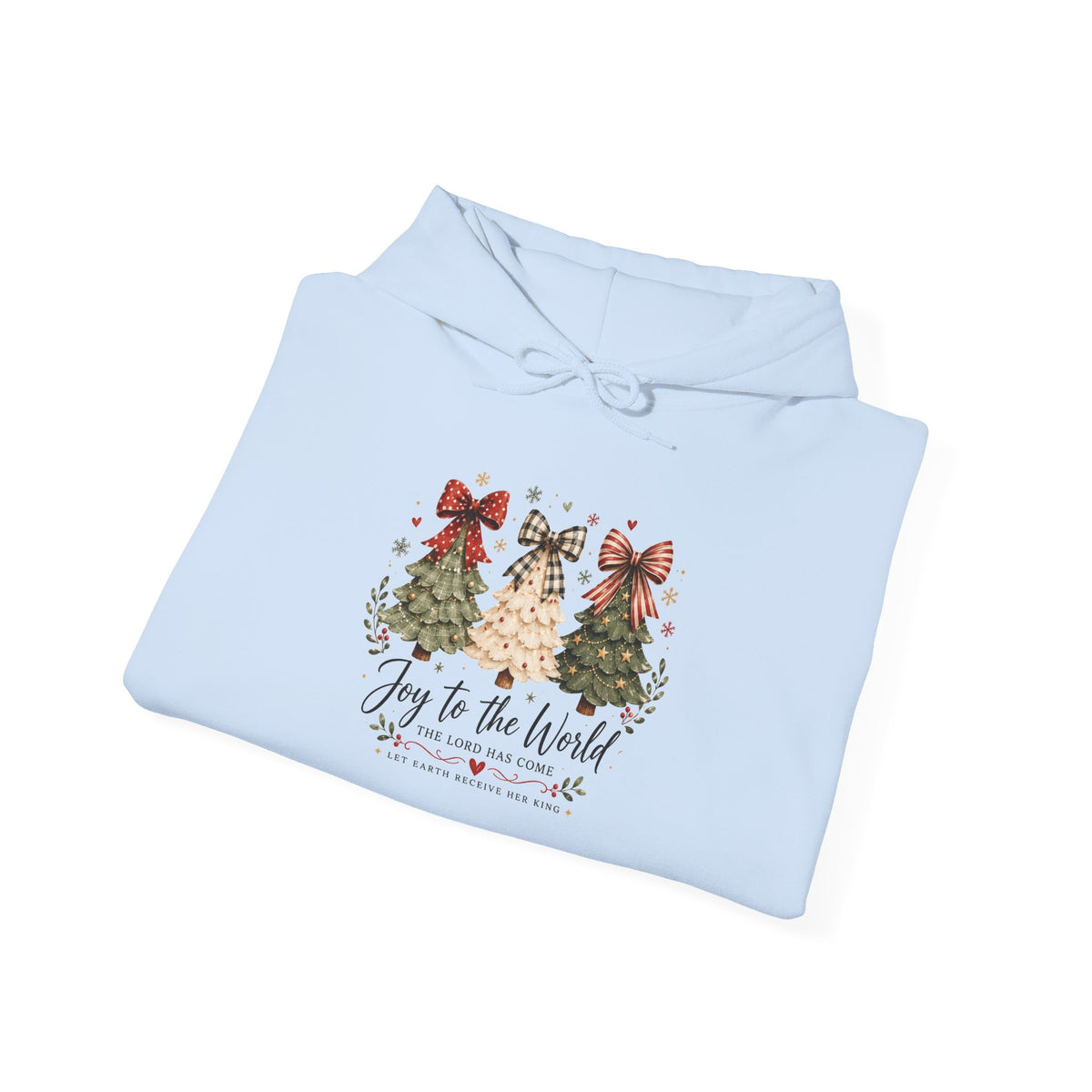 Christmas Tree Hoodie – "Joy to the World" Holiday Pullover with Festive Sleeve Berries