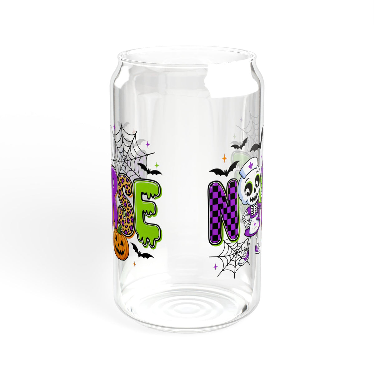 Halloween Nurse 16oz Sipper Glass — Cute Spooky Nurse Design