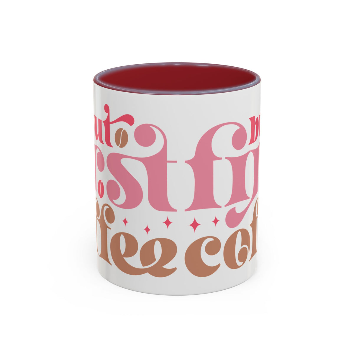 Retro Pink & Brown "Must First Coffee" Accent Coffee Mug (11/15oz)