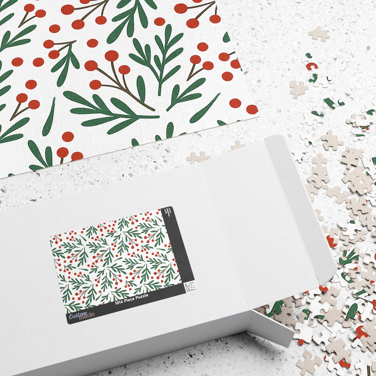 Holiday Berry Pattern Puzzle — Festive Botanical Jigsaw (110–1014 pcs)