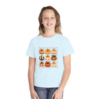 Youth Tee — Vintage Patchwork Pumpkins Fall Graphic