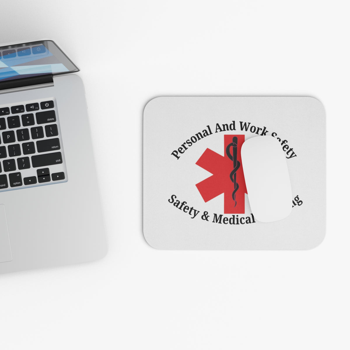 Personal and Work Safety Medical Training Mouse Pad — Safety & Medical Logo