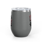Wine Tumbler — Mom Floral Blocks with Pink Bows, 12 oz Insulated