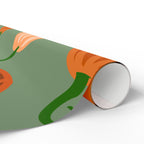 Pumpkin Pattern Wrapping Paper — Autumn Green Gift Wrap for Fall, Halloween & Thanksgiving