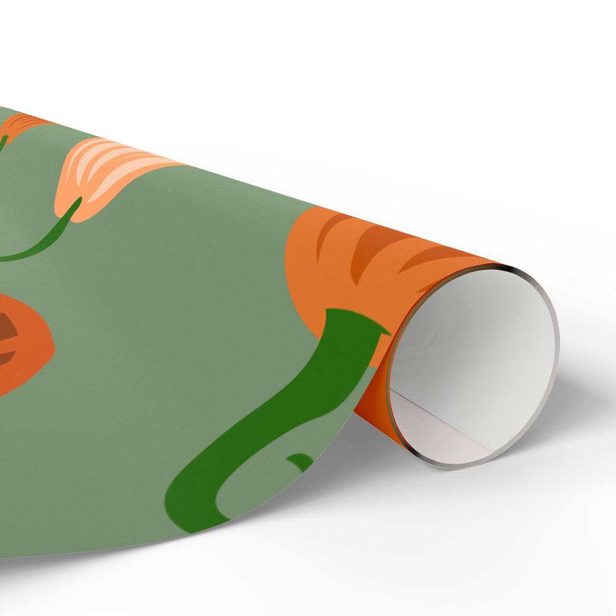 Pumpkin Pattern Wrapping Paper — Autumn Green Gift Wrap for Fall, Halloween & Thanksgiving