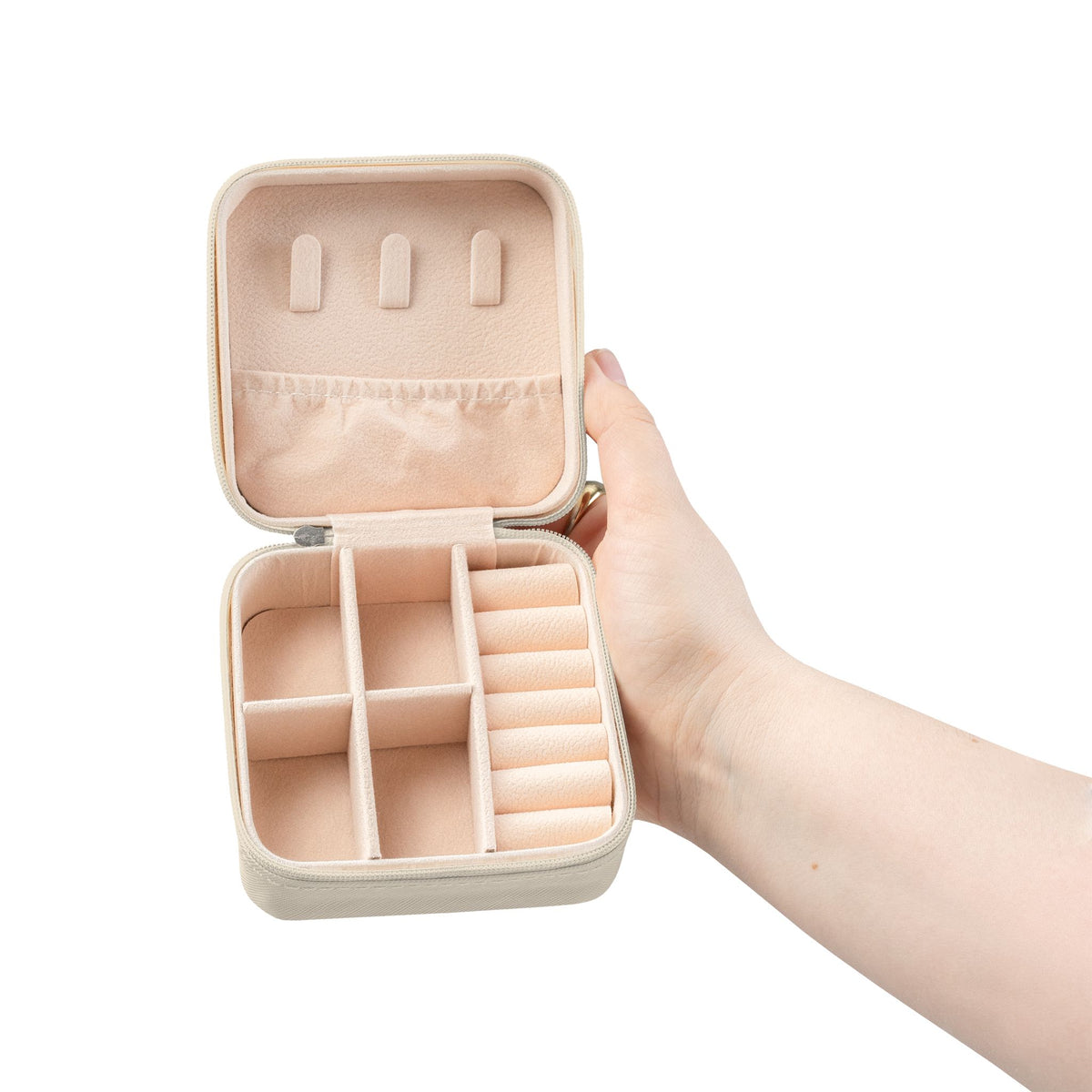 Compact Pink Jewelry Travel Case — Gift Box & Flower Design