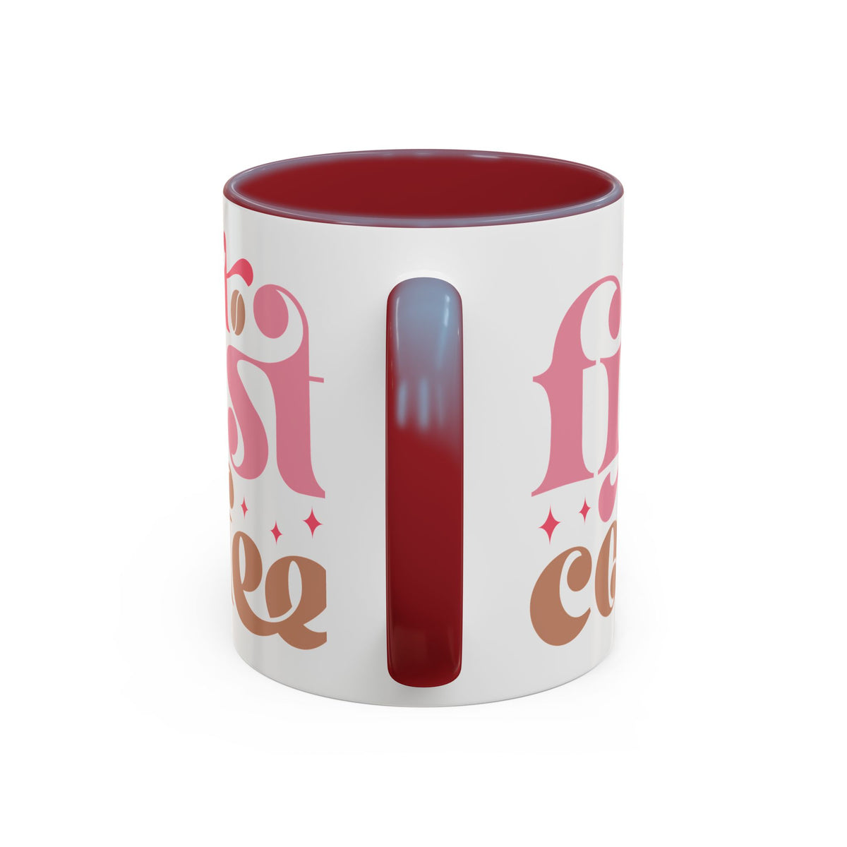 Retro Pink & Brown "Must First Coffee" Accent Coffee Mug (11/15oz)
