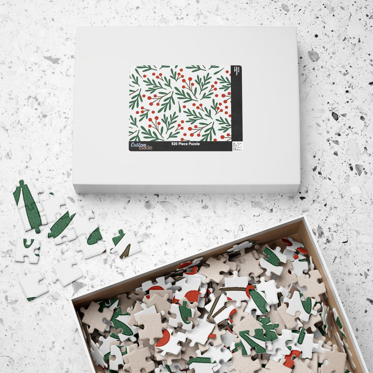Holiday Berry Pattern Puzzle — Festive Botanical Jigsaw (110–1014 pcs)