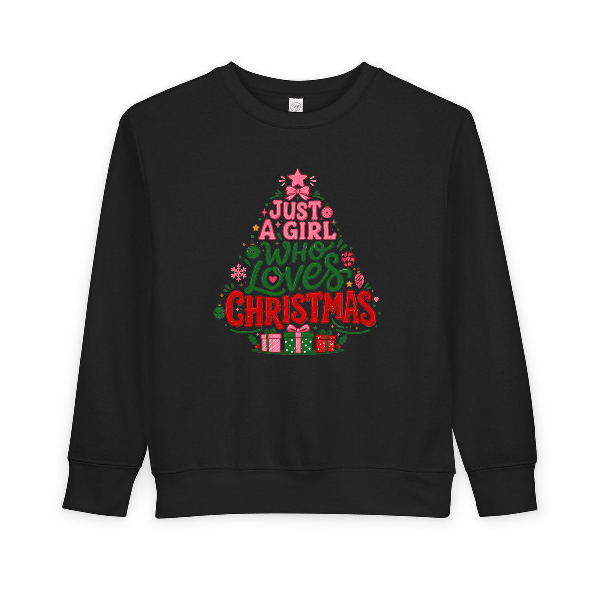 Toddler Sweatshirt — "Just a Girl Who Loves Christmas" Holiday Sweatshirt