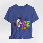 Halloween Nurse T-Shirt — Cute Skeleton, Pumpkin & Spiderweb Nurse Tee