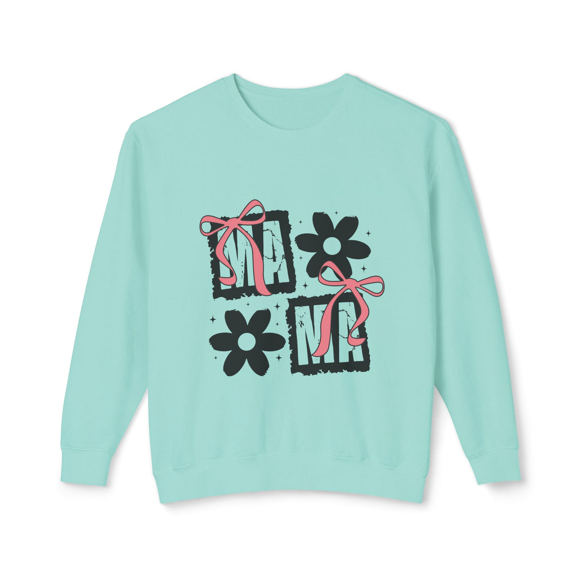 Mama Floral Crewneck Sweatshirt — Pink Bow & Flower Mom Design