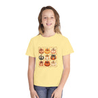 Youth Tee — Vintage Patchwork Pumpkins Fall Graphic