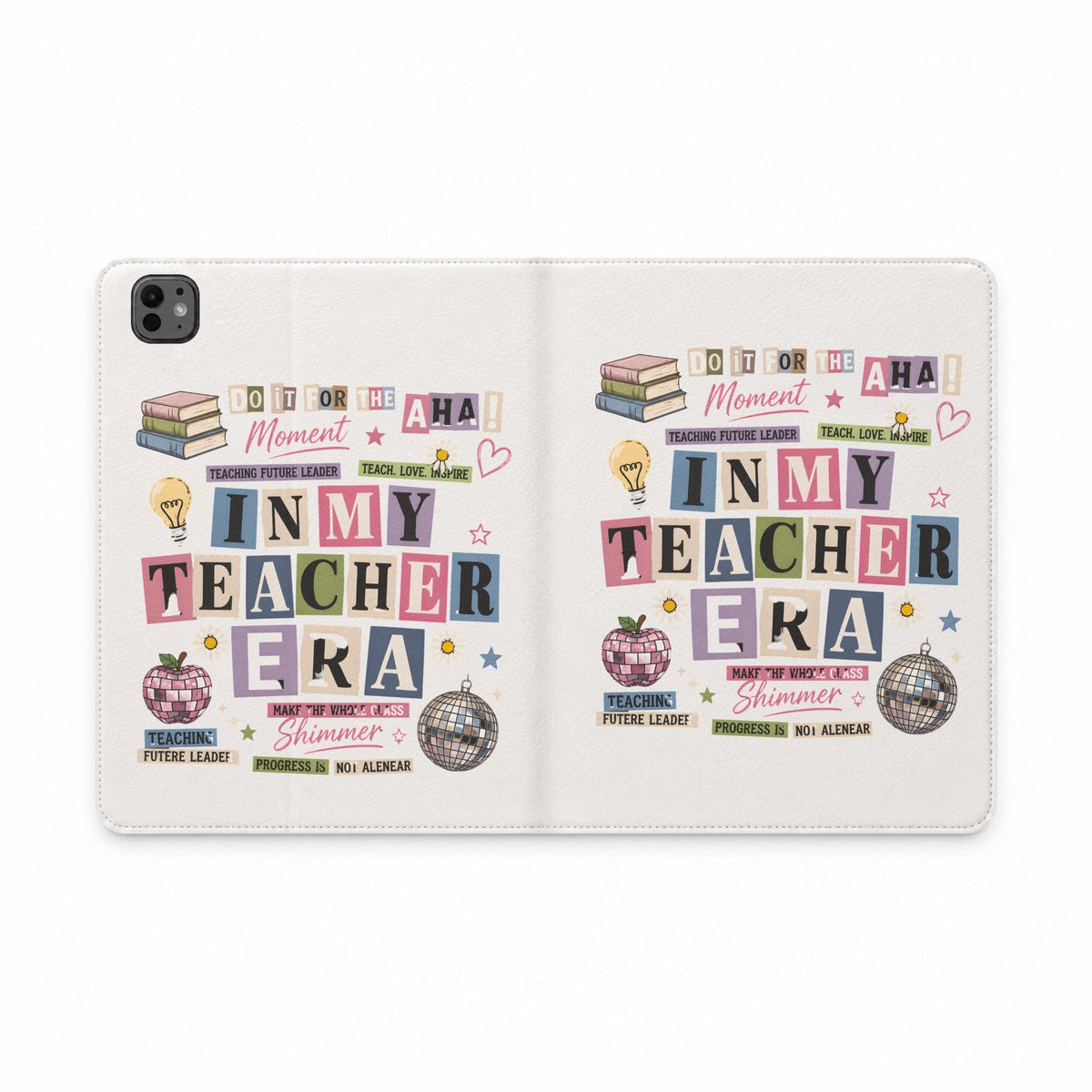 In My Teacher Era Tablet Folio Case — Retro Scrapbook Teacher Gift