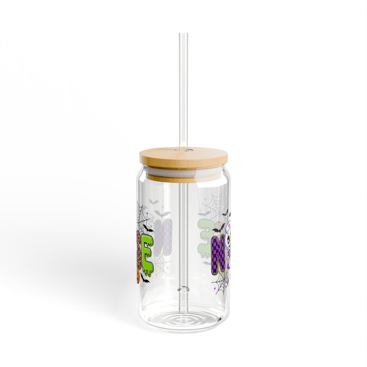 Halloween Nurse 16oz Sipper Glass — Cute Spooky Nurse Design
