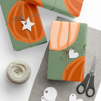 Pumpkin Pattern Wrapping Paper — Autumn Green Gift Wrap for Fall, Halloween & Thanksgiving