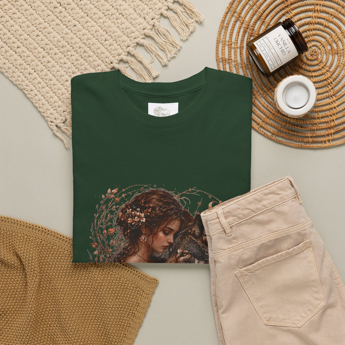 Vintage Woodland Goddess T-Shirt — Woman with Fox Graphic Tee