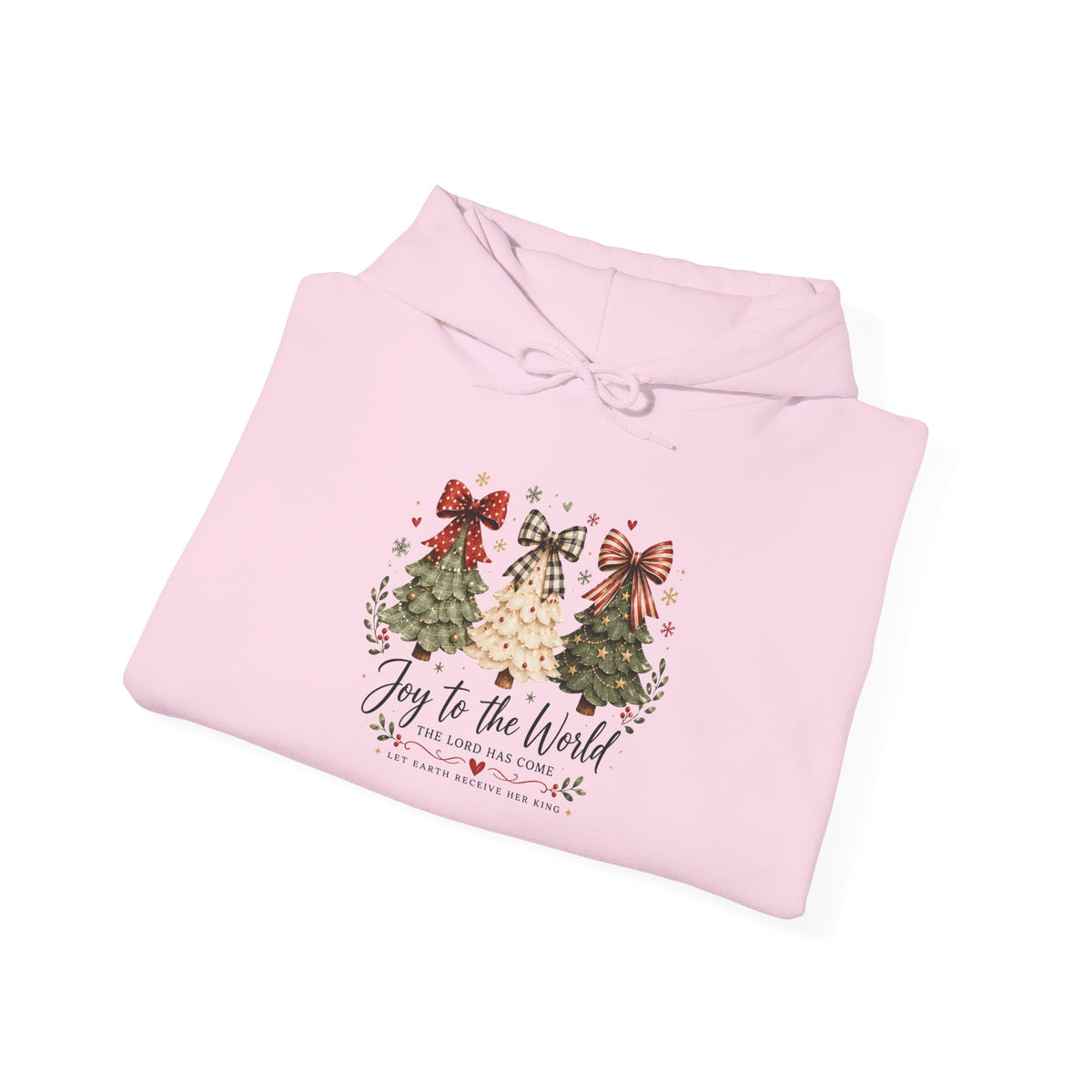 Christmas Tree Hoodie – "Joy to the World" Holiday Pullover with Festive Sleeve Berries