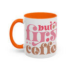 Retro Pink & Brown "Must First Coffee" Accent Coffee Mug (11/15oz)
