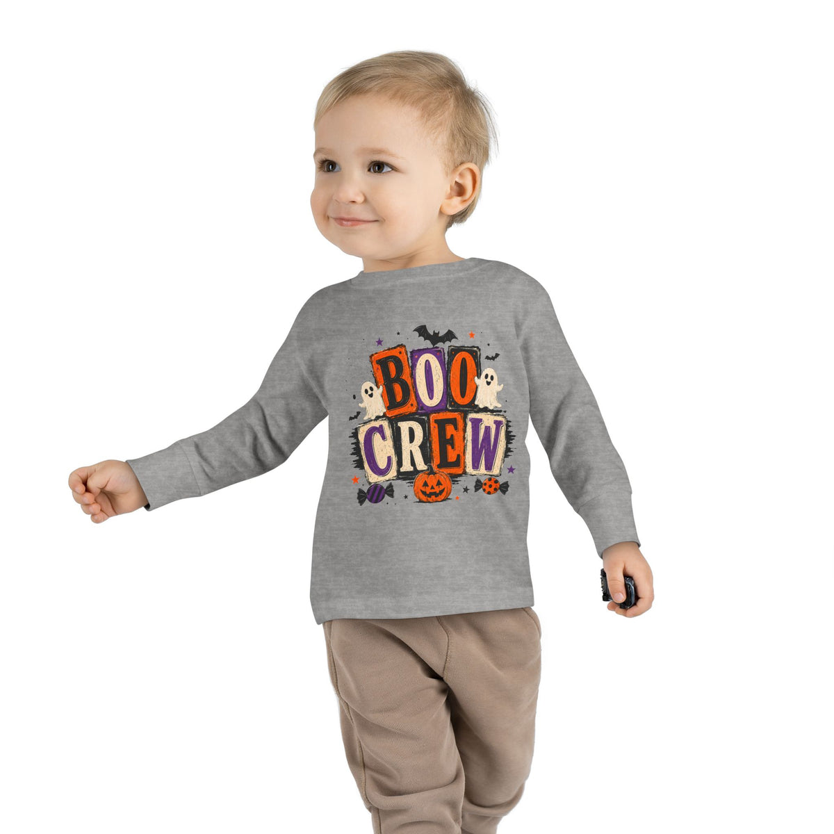 Boo Crew Toddler Long Sleeve Tee — Cute Halloween Pumpkin & Ghosts