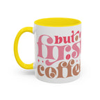 Retro Pink & Brown "Must First Coffee" Accent Coffee Mug (11/15oz)