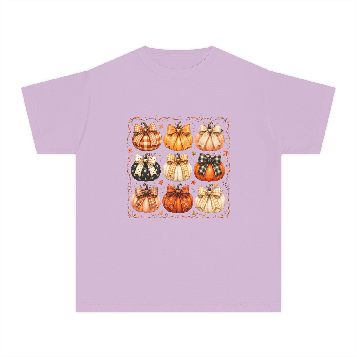 Youth Tee — Vintage Patchwork Pumpkins Fall Graphic