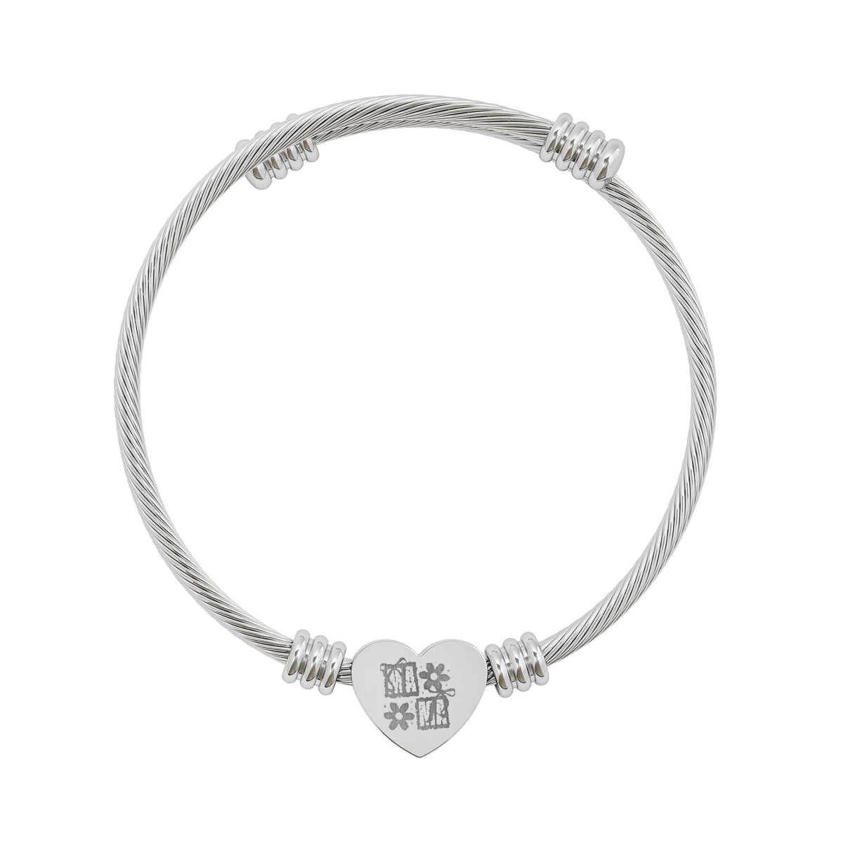 Engravable Heart Cuff Bracelet — Personalized Love Charm (Silver or Gold)