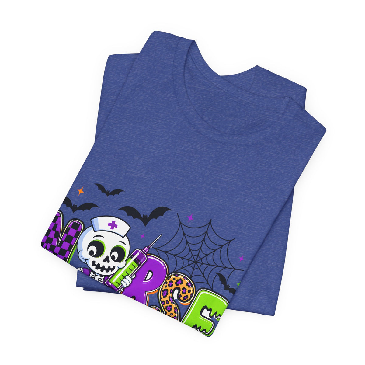 Halloween Nurse T-Shirt — Cute Skeleton, Pumpkin & Spiderweb Nurse Tee