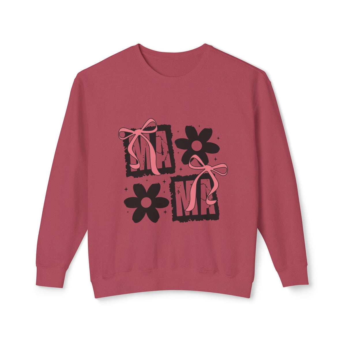 Mama Floral Crewneck Sweatshirt — Pink Bow & Flower Mom Design