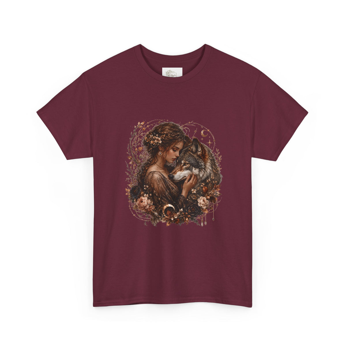 Vintage Woodland Goddess T-Shirt — Woman with Fox Graphic Tee