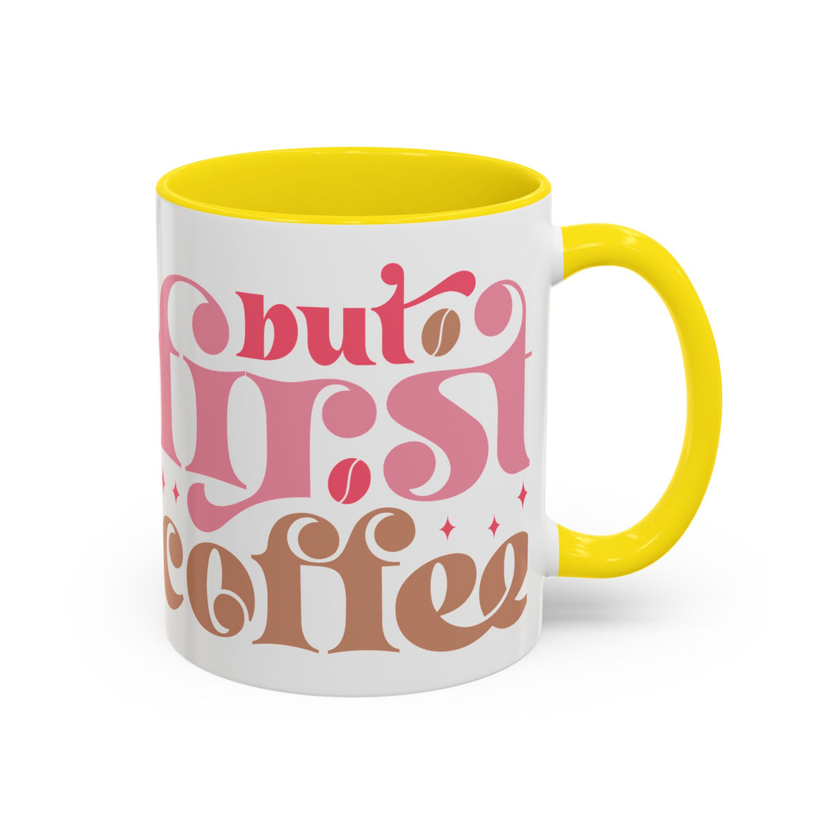 Retro Pink & Brown "Must First Coffee" Accent Coffee Mug (11/15oz)
