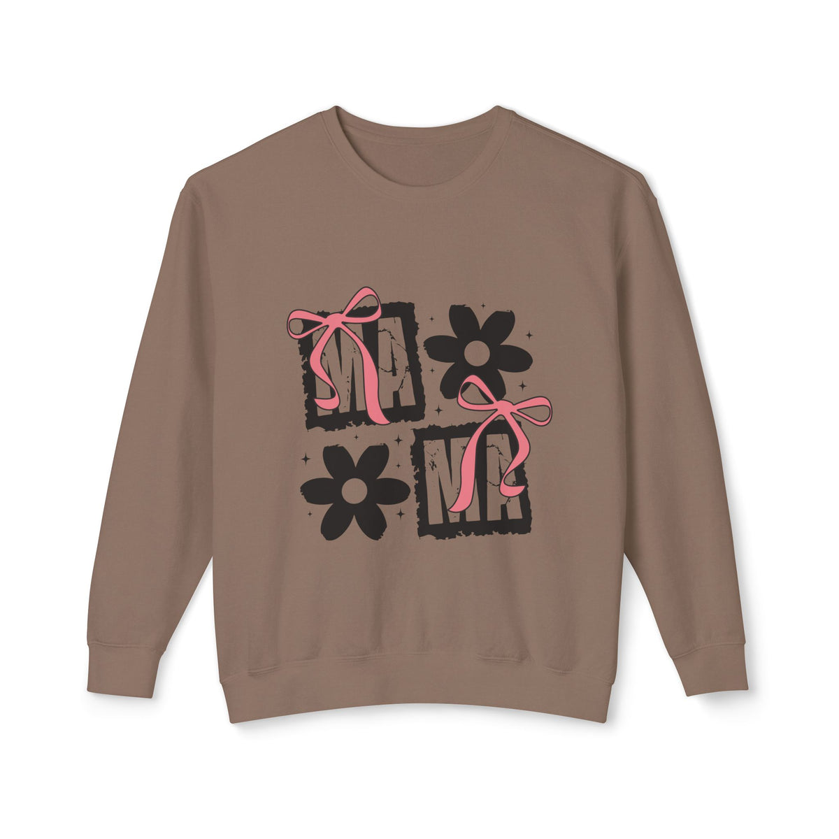Mama Floral Crewneck Sweatshirt — Pink Bow & Flower Mom Design