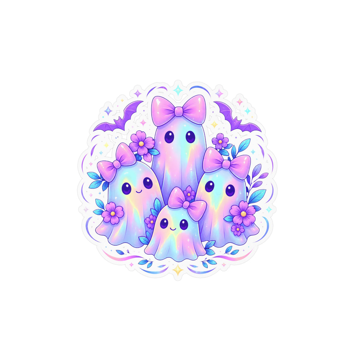 Cute Pastel Ghosts Kiss-Cut Vinyl Sticker