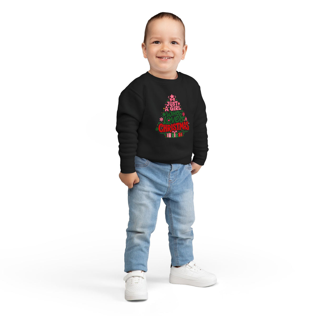 Toddler Sweatshirt — "Just a Girl Who Loves Christmas" Holiday Sweatshirt