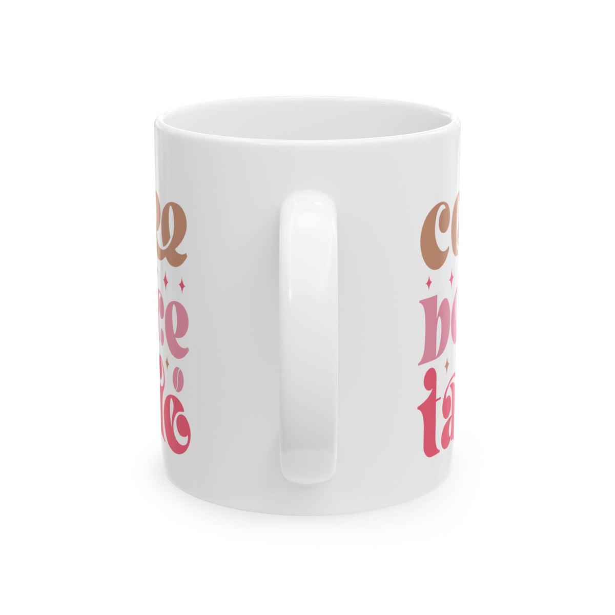 Coffee Before Talkie Ceramic Mug — Retro Pink & Brown Coffee Quote (11oz, 15oz)