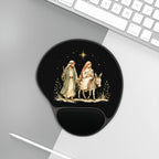 Nativity Holy Family Mouse Pad with Wrist Rest — Christmas Desk Pad